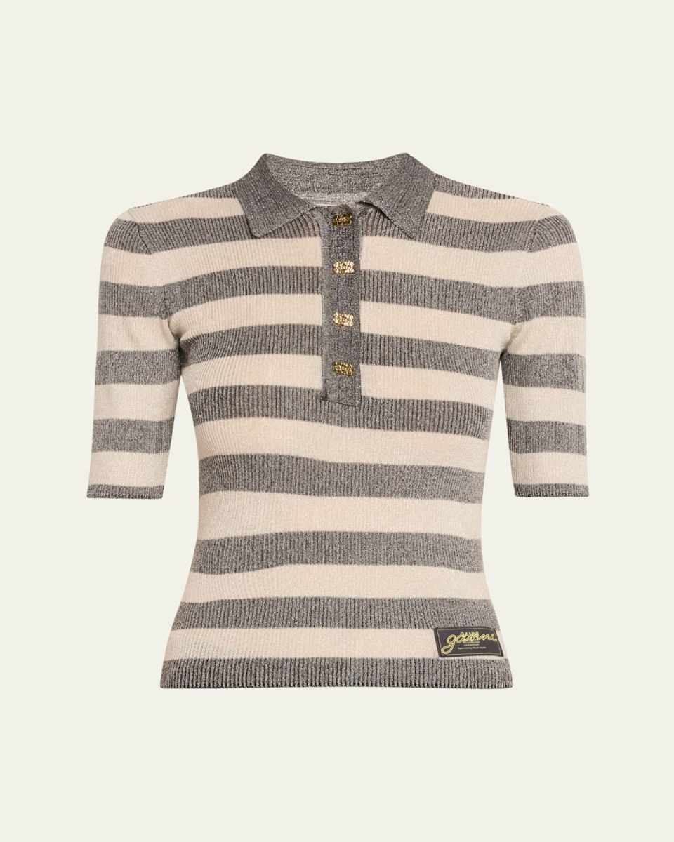 Sparkle Ribbed Polo Top